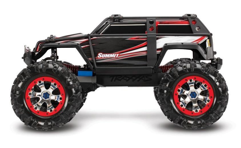 SUMMIT 4WD ELECTRIC MONSTER TR : 563mm Width : 472mm : 260mm : 4960g : 377mm FrontTrack : 469.5mm RearTrack : 472mm GroundClearance : 107mm OverallDriveRatio : Low: 70.18, High: 25.