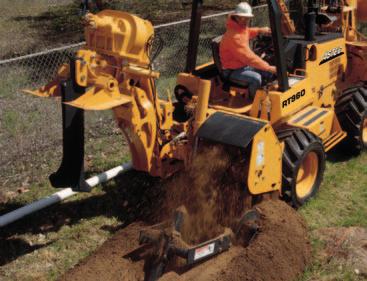 Quad Configuration Cable Plow Rockwheel For maximum versatility and productivity, the quad attachment mounts the trencher and vibratory cable plow on the rear of the machine so one machine can do