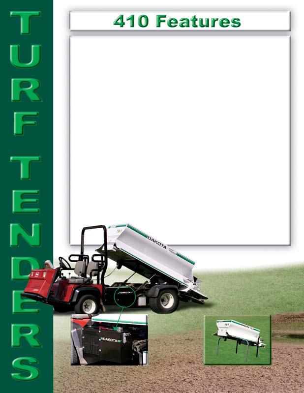 410 Turf Tender Pull Type Pull Unit Requirements: Requires 3-7 GPM. Oil flow without optional power unit Overall Length 144 inches Overall Width 60 inches Height 50 inches Weight: 920 Lb.