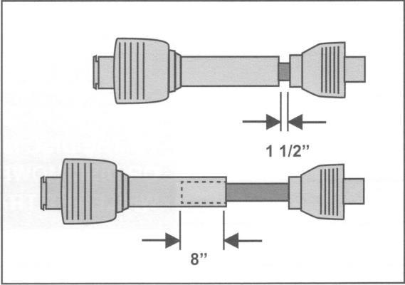 PTO SHAFT 1. Attaching the PTO shaft (driveline). 2. Check tires for correct tire pressures as At this time, you must check for proper indicated by the manufacturer. driveline length.