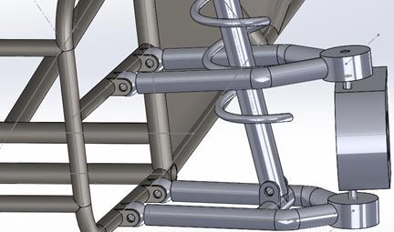 Figure 12 Front suspension geometry (front view) Vb. Rear Suspension Several iterations were conceptualized during the design process for the rear suspension.