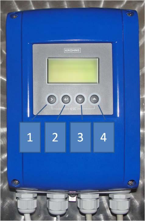 Calibration of flowmeter by weightingmachine Calibration test result is used for calibrate GKL number of flowmeter. For calibrating GKL number: Press Button 1 for 2.5 sec. then release button.