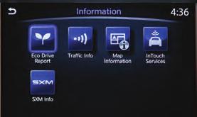 Infiniti InTouch Services (if so equipped) Infiniti InTouch Services combine personalized convenience settings and personal security features to compliment the Total Ownership Experience.