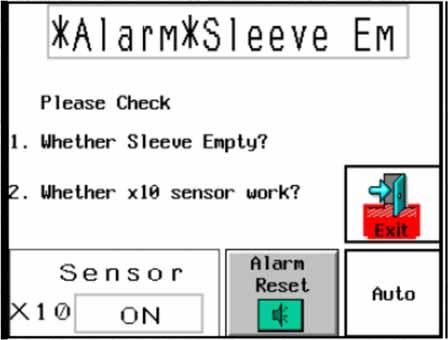Operation Panel Alarm Message Sample of