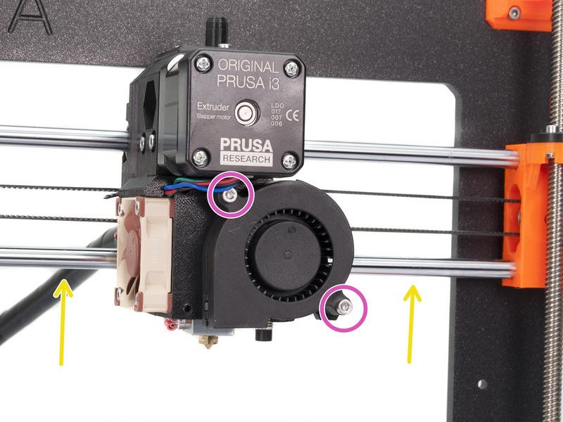 X-axis up so you have access to the lower part of the Extruder.