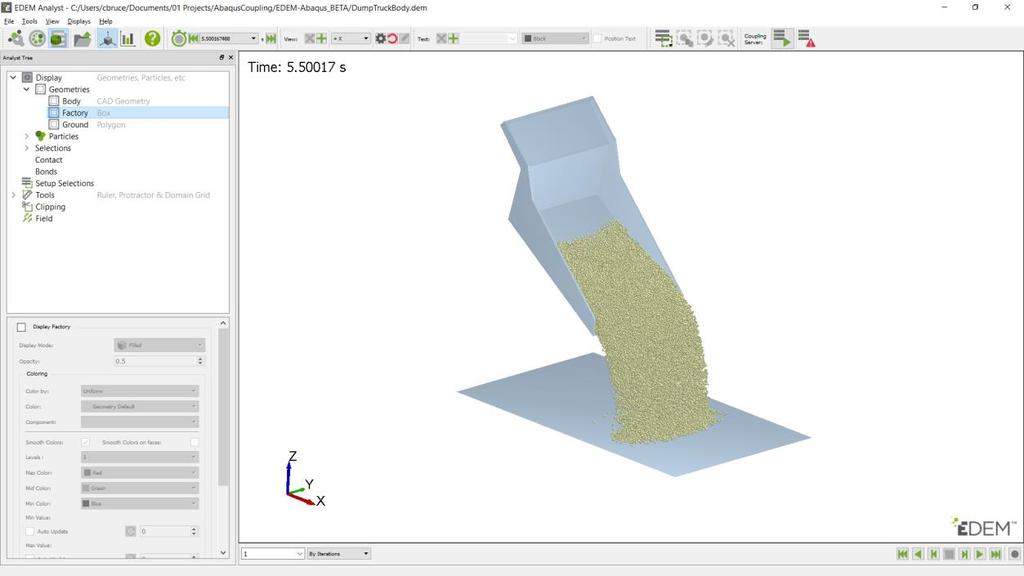 - To run the coupling a complete EDEM simulation and Abaqus input file (.inp) are required. The rest of this document outlines the work flow for setting up and running an EDEM-Abaqus coupled case.