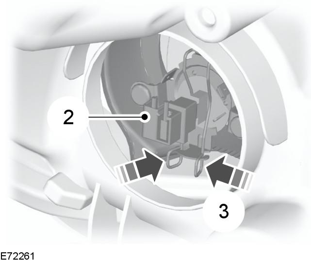Turn the bulb holder counterclockwise and remove it. 3. Remove the bulb. Cornering lamp 1.
