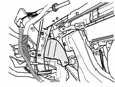 Insert the ECU Mounting Bracket (B) up behind the Vehicle Brace as shown. (Fig. 6-6) Fig.