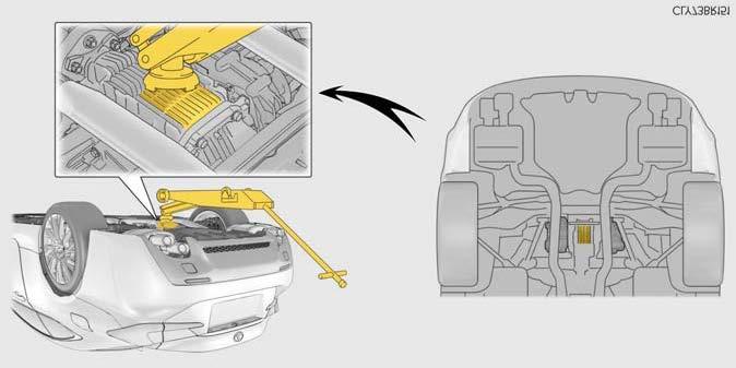 Jack point Avoid Torque Transfer Modules* RC F (vehicles with TVD [Torque Vectoring Differential]) *Caution: Do not place the floor jack under either torque transfer module.