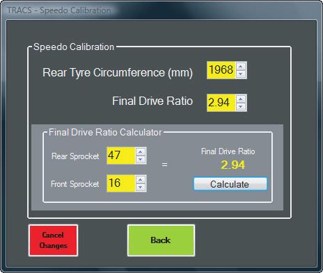 Edit Tune File - Speedo Calibration: You can adjust the calibration of the speedometer which is important for correct operation of the pit lane speed limiter. 1.