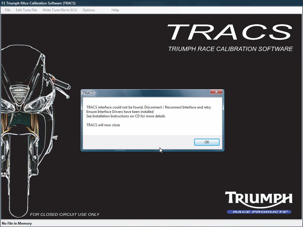Getting Started: Warning The Triumph TRACS calibration software should only be used by experienced engine calibrators.