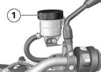 9 Check brake fluid level regularly. 124 z Maintenance Read off brake fluid level at brake-fluid reservoir 1.