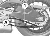 z Maintenance Adjusting chain tension Make sure ground is level and firm and park motorcycle. Tighten locknuts 3 on left and right to the specified torque.