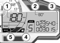 5 64 z On the racetrack LAPTIMER Display 1 Speedometer 2 Engine temperature 3 The display in these lines can be switched over. ( 64) LASTLAP: Time of previous lap.