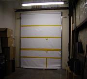 Roll Up PVC Fabric Doors Features of Manual / Automatic Roll Up Wind Curtains Include: Manual operation maximum size is 9'wide x 10' high ~