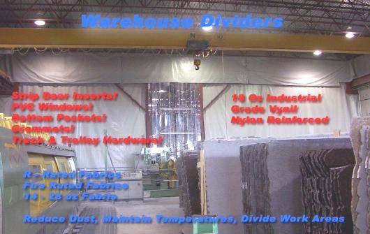 Our Warehouse Curtains and Dividers exhibit 18 OZ industrial grade nylon