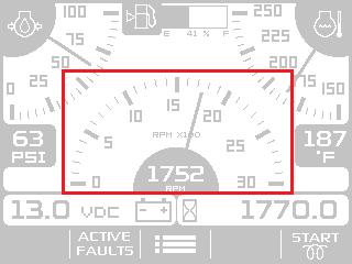 2. Parameter Area: A. Fuel Level A bar gauge and digital gauge displays the current fuel level at the top of the screen if Fuel enabled in System Settings. B.
