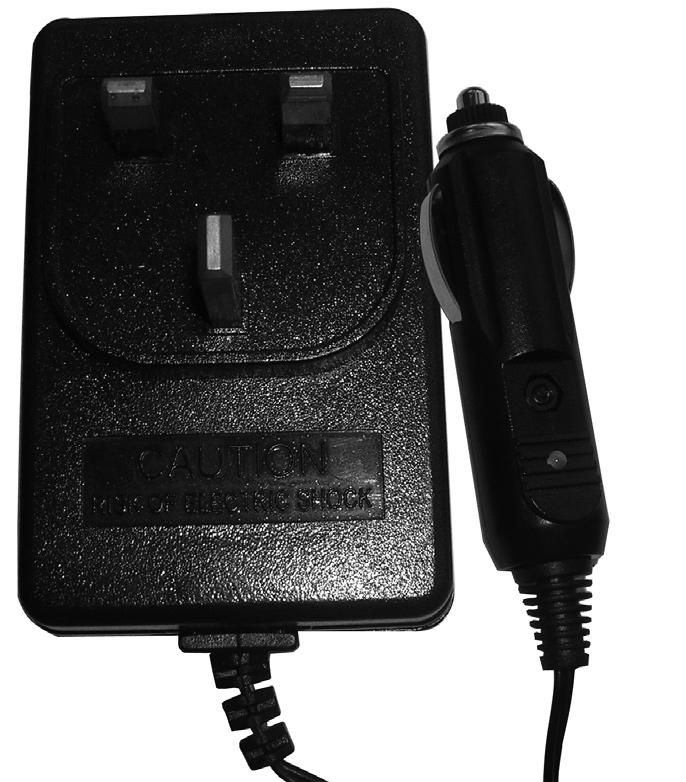 If using model number RS125 ensure the voltage switch is set in the 12V position. 3.2.2 Plug the charger into a 230Vac mains supply and turn on. 3.2.3 Charging progress can be monitored by pressing the Test Button (Fig.