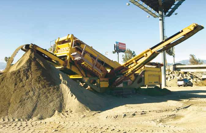 a variety of features such as diesel hydraulics for selfpropelled tracks, conveyor spreader plate for full use of screen mesh and remote control of