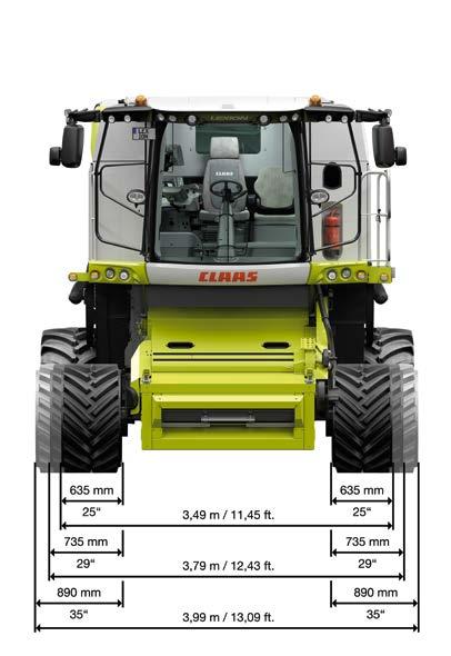 Large contact area, compact transport width. Ground drive More time to work. Every minute a combine harvester saves in road travel improves performance in the field.