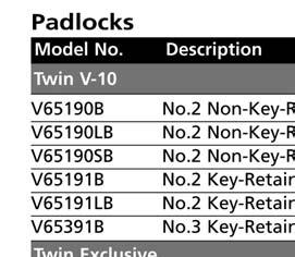 ASSA Padocks Padlocks Ordering Information Security Model No. Program Form Keyway V65191B C2R Sub 95-200 Contact Customer Service Department For Keyway Numbers. Catalog Page.