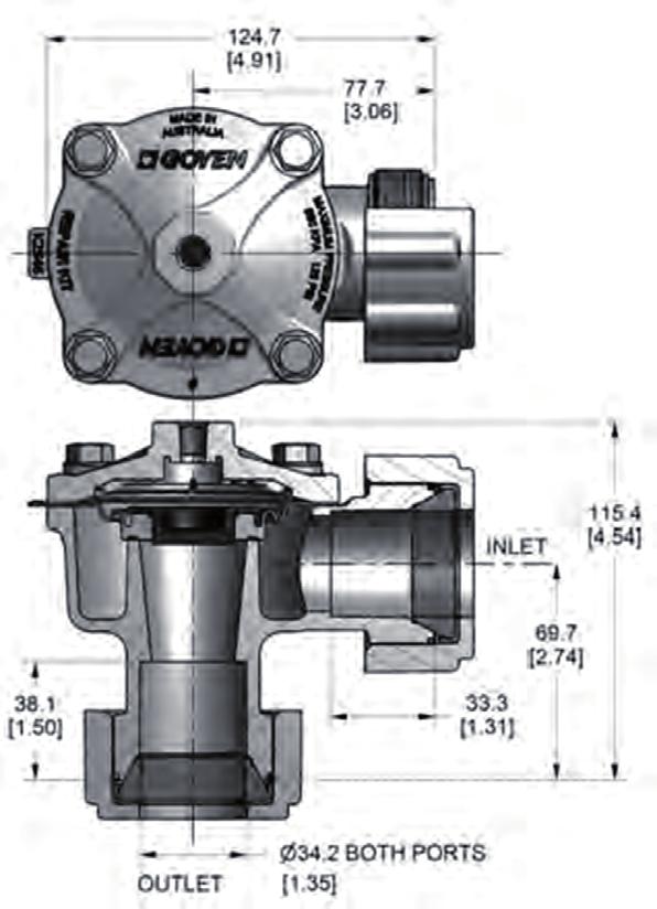 RCAC25DD4 - REVERSE PULSE JET VALVES CONSTRUCTION MAINTENANCE DIMENSIONS IN MM (AND INCHES) Body and Dresser Nuts: Aluminium (diecast) Screws: 304 Stainless steel Dresser Nut Seals: Nitrile or Viton
