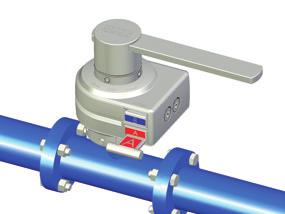 The authorised person closes the valve. During operation, keys A (red) and B (blue) are both trapped. As soon as the valve lever is in its final position, key A (red) is released. The valve is closed.