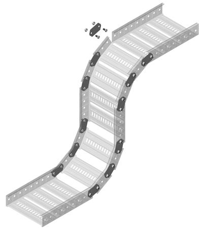 CABLE TRAY - ACCESSORIES EMT3/LP Link Plate Application Example: Link Plate (External Riser) 1. Cut both tray sides down to the bottom face. 2.