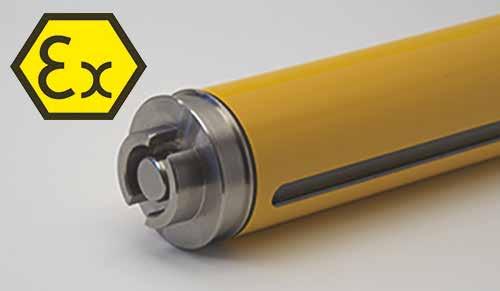.. +55 Transparent slit material Protective tube material Sealing caps material Polycarbonate tube Ø 50 mm Yellow painted aluminum RAL1003 Stainless steel (AISI 316L)