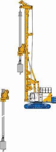 Drilling depth uncased Kelly drilling, drill axis 1, mm A Hw Hw Hw without mast extension 2. m mast extension 3-part Kelly A (m) B (m) G (kg) H W (m) T (m) H W (m) T (m) BK/26/394/3/24 1.72 26.6 4.