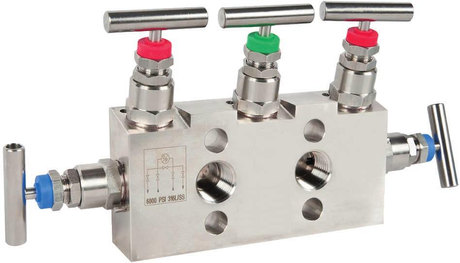 valves and instruments (hook-up) on request Standardised centre distances of 37 mm and 54 mm, suitable for WIKA differential pressure gauges and commonly used process transmitters Fig.