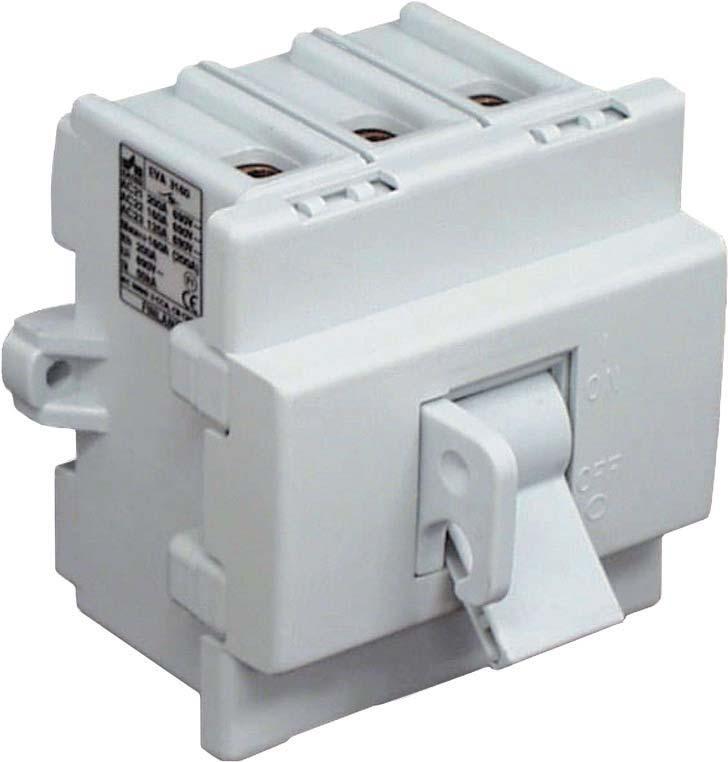 TOGGLE SWITCHES, KUE SERIES ADAPTER DIMENSIONS LOAD BREAK SWITCHES 125-160 A TOGGLE SWITCHES, EVA SERIES Compact size Switch technology by means of silver contacts ensures safe and durable operation
