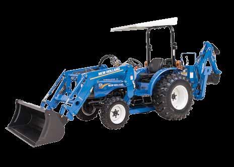 The muffler is under the hood out of sight. Plus the standard foldable ROPS stores quickly in low-clearance areas or when driving under overhangs.