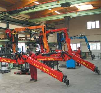 workshop in Elsbethen near Salzburg more than 2500 EPSILON timber and scrap cranes and STEPA farm, mobile and tractor