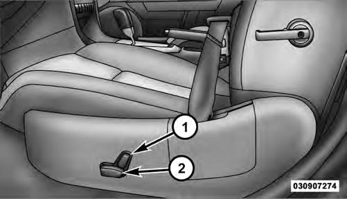 100 UNDERSTANDING THE FEATURES OF YOUR VEHICLE the seat up, down, forward, rearward, or to tilt the seat. Use the seatback control to adjust the angle of the seatback. WARNING!