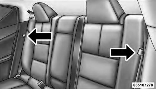 seatback can be folded forward. Pull on the loops shown in the picture to fold down either or both seatbacks.