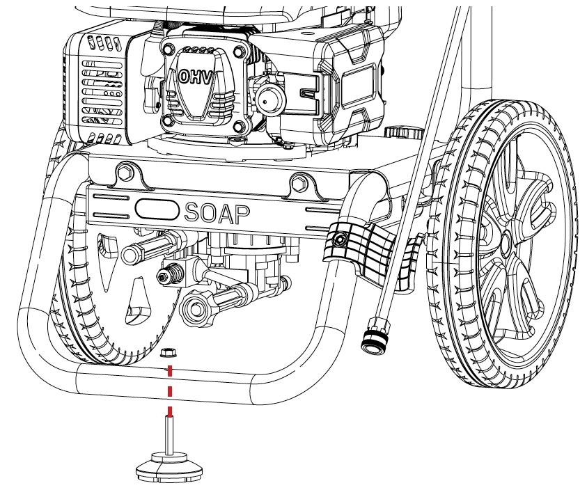 Attach foot by inserting the bolt from the bottom up and install the acorn nut. Wrench tighten until there is a slight crush on the frame tube. Do not over tighten. Fig. 1 INSTALL HANDLE (Fig.