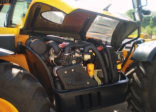 JCB 3 stage loadall range walkaround Service access Extended service intervals All maintenance possible from ground level for increased safety All service points at the front of the engine bay Wide