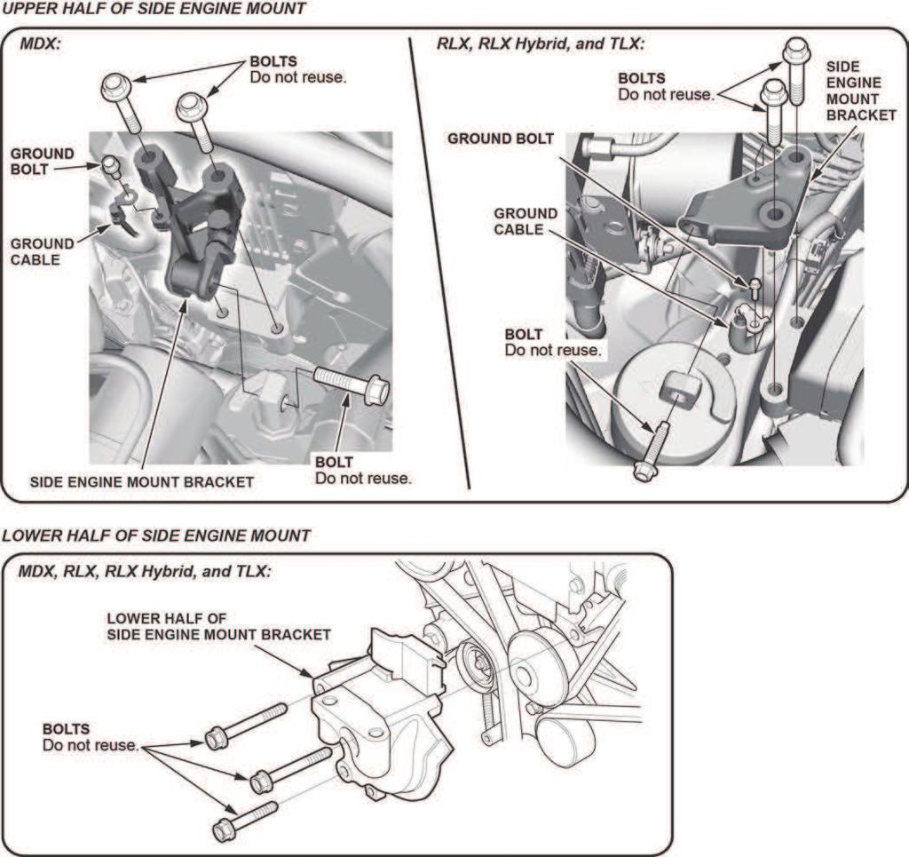 2. Remove the side engine mount bracket. 3.