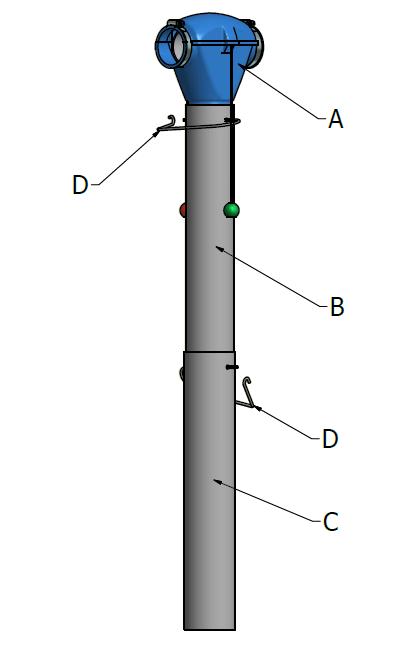Drop tube part number combinations that make up the telescoping drops.