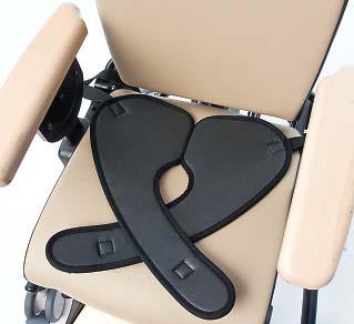Insert L-shaped metal clips, attached by short straps to back corners of harness, into slots at either side of seat.