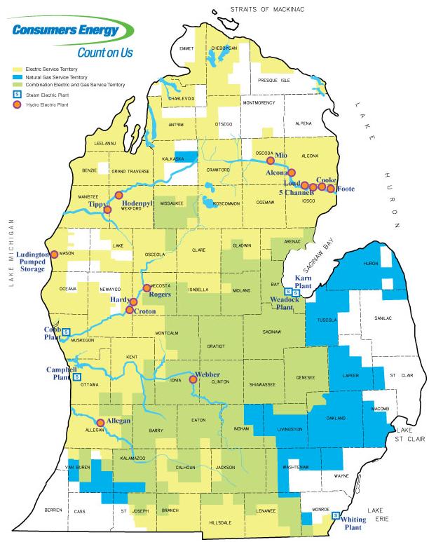 Consumers Energy 5 Michigan IOU 1.8 million electric customers 1.