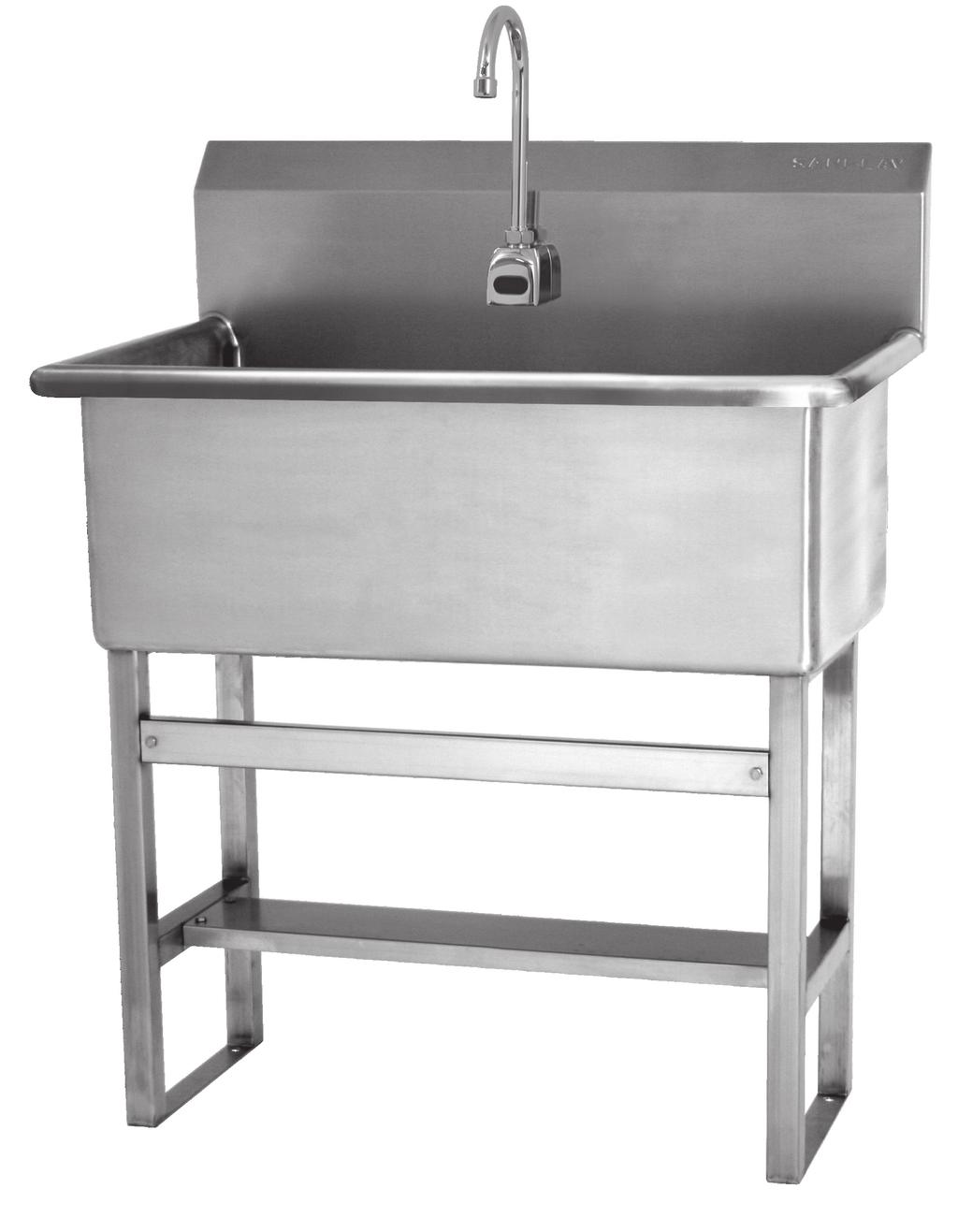 HANDS-FREE FLOOR MOUNTED SCRUB SINK AC OR BATTERY POWERED 1