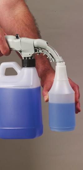 Easy spray and foam application enables cleaning of vertical and horizontal surfaces. Provides easy, one-handed controls for water on/off, dual dilution, dual water flow rates, and lock on.