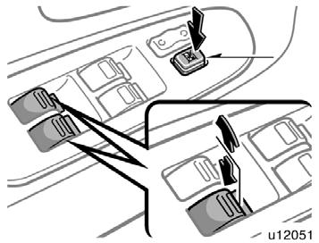 Driver s door switches Window lock switch OPERATING THE REAR PASSENGERS WINDOWS Use the switch on each rear passengers doors or the switches on the driver s door that control rear passengers windows.