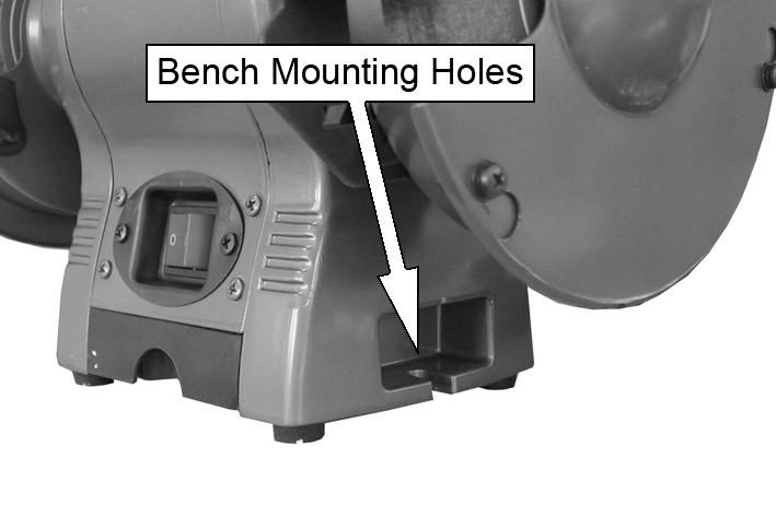 BEFORE USE MOUNTING THE GRINDER ON A WORKBENCH NOTE: We highly recommend that you bolt this bench grinder securely to a workbench to gain maximum stability for your