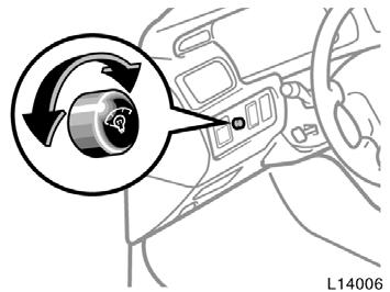 Instrument panel light control Interior light NOTICE To prevent the battery from being discharged, do not leave the switch on longer than necessary when