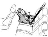 Installation with seat belt (A) INFANT SEAT INSTALLATION An infant seat is used in rear facing position only.