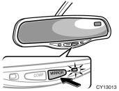 Auto anti glare inside rear view mirror Adjust the mirror so that you can just see the rear of your vehicle in the mirror. This mirror is equipped with auto anti glare function.