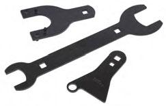 The two pin spanner wrench configurations work on GM, Jeep and Dodge trucks, vans and SUVs with pressed-on water